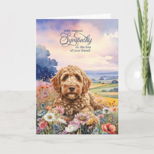 Goldendoodle-Hund Feld mit Wildblumen Beileid für  Karte