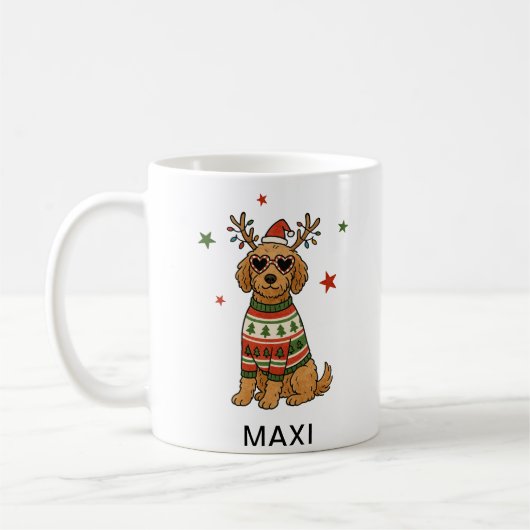 Goldendoodle Hund Festive Weihnachten Kaffeetasse (Links)