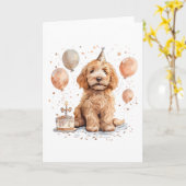 Goldendoodle Hund Geburtstagskuchen Karte (Gelbe Blume)