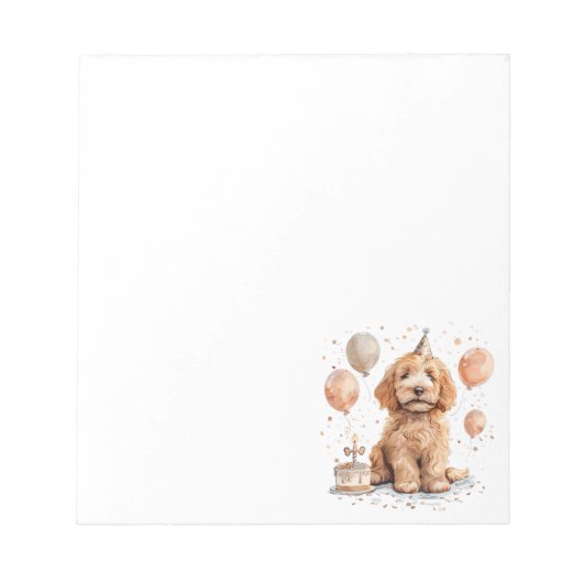 Goldendoodle Hund Geburtstagskuchen Notizblock (Vorderseite)