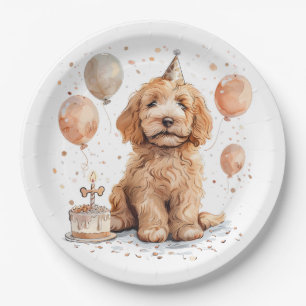 Goldendoodle Hund Geburtstagskuchen Pappteller