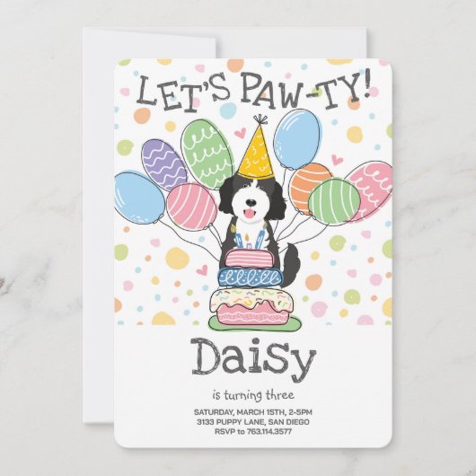 Goldendoodle Hund Geburtstagsparty Einladung (Vorderseite)