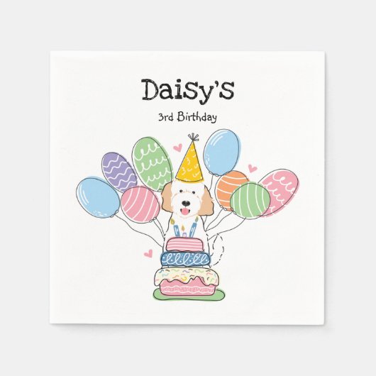 Goldendoodle Hund Geburtstagsparty Papier Napkins Serviette (Vorderseite)