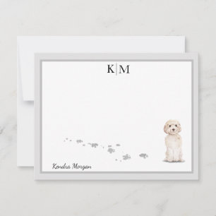 Goldendoodle Hund Gray Border Monogramm Ihr Name Mitteilungskarte