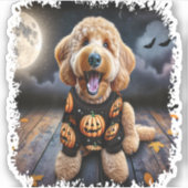 Goldendoodle Hund Halloween Aufkleber (Vorderseite)