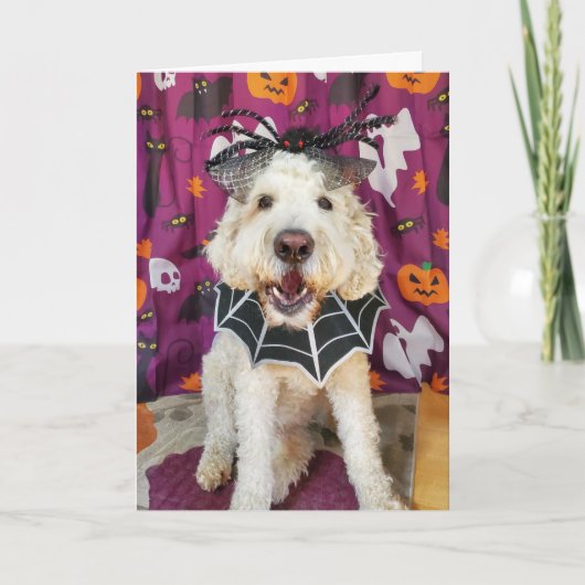 Goldendoodle-Hund Halloween-Karte Karte (Vorderseite)