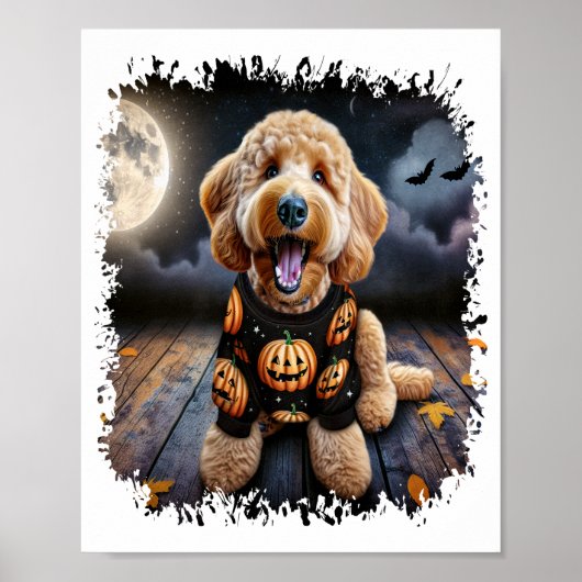 Goldendoodle Hund Halloween Poster (Vorne)