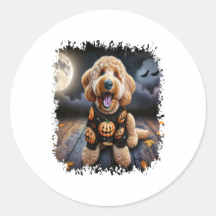Goldendoodle Hund Halloween Runder Aufkleber