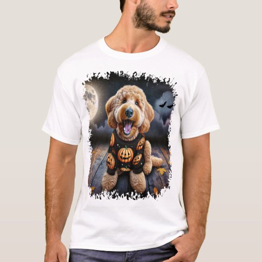 Goldendoodle Hund Halloween T-Shirt (Vorderseite)