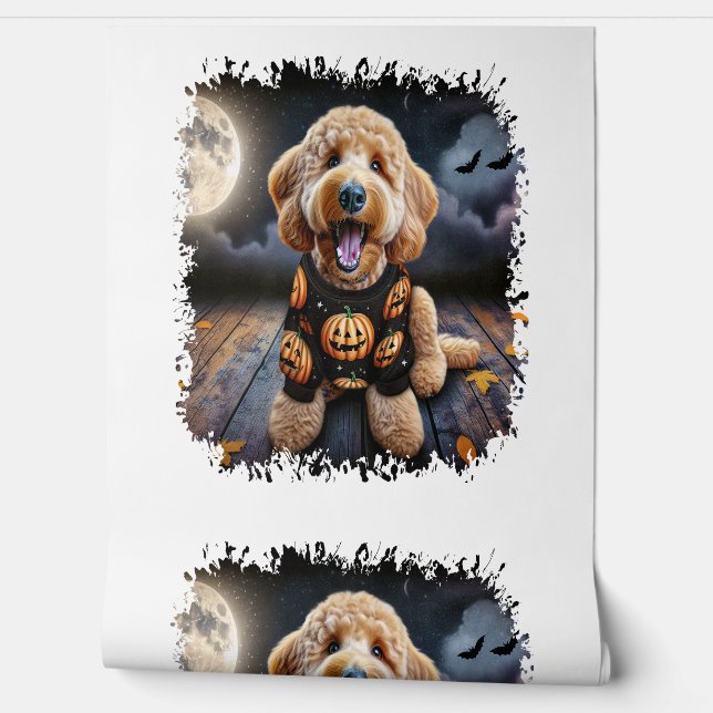 Goldendoodle Hund Halloween Tapete (Abrollen)