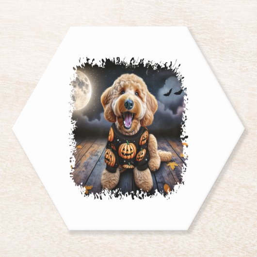 Goldendoodle Hund Halloween Untersetzer (Vorderseite)