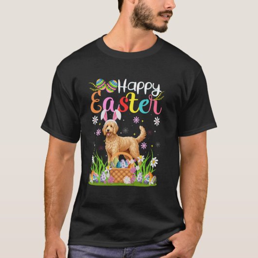 Goldendoodle Hund Happy Ostereier Hunt Bunny Ear E T-Shirt (Vorderseite)