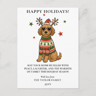 Goldendoodle-Hund hässlicher Weihnachtspullover Feiertagspostkarte