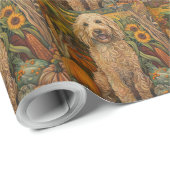 Goldendoodle Hund Herbst Ernte Erntedank Geschenkpapier (Rolleneckpunkt)