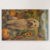 Goldendoodle Hund Herbst Ernte Erntedank Puzzle (Horizontal)
