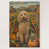 Goldendoodle Hund Herbst Ernte Erntedank Puzzle (Vertikal)