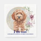 Goldendoodle Hund Hochzeit Napkins mit Hund-Foto Serviette (Vorderseite)