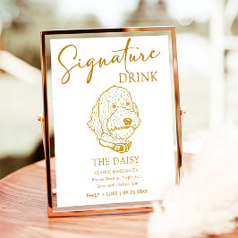 Goldendoodle Hund Hochzeit Signature Drink Zeichen Poster