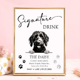 Goldendoodle Hund Hochzeit Signature Drink Zeichen Poster