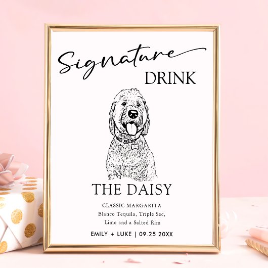 Goldendoodle Hund Hochzeit Signature Drink Zeichen Poster