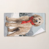 Goldendoodle Hund im Schnee Weihnachten Badhandtuch Set (Handtuch)