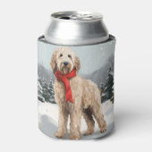Goldendoodle Hund im Schnee Weihnachten Dosenkühler (Kanne Vorderseite)