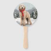 Goldendoodle Hund im Schnee Weihnachten Fächer (Rückseite)