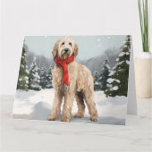 Goldendoodle Hund im Schnee Weihnachten Karte (Vorderseite)