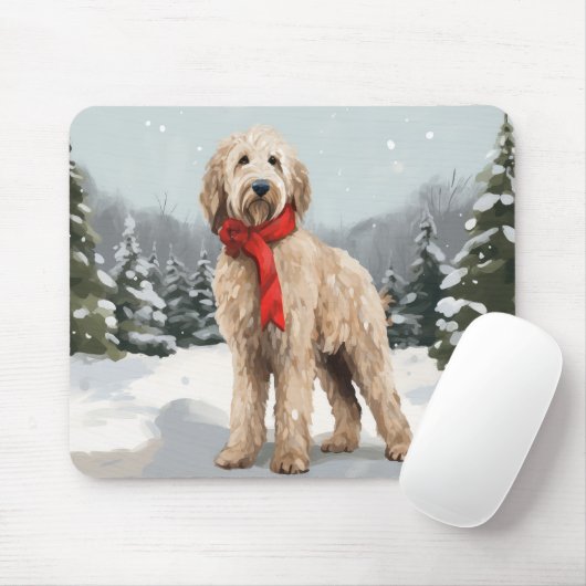 Goldendoodle Hund im Schnee Weihnachten Mousepad (Mit Mouse)