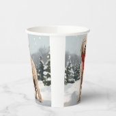 Goldendoodle Hund im Schnee Weihnachten Pappbecher (Links)