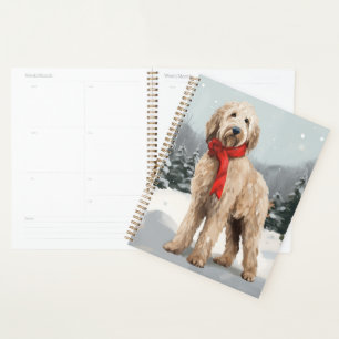 Goldendoodle Hund im Schnee Weihnachten Planer
