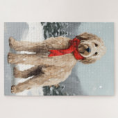Goldendoodle Hund im Schnee Weihnachten Puzzle (Horizontal)