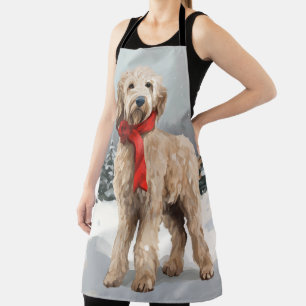 Goldendoodle-Hund im Schnee Weihnachten Schürze