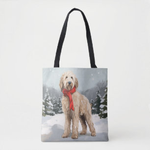 Goldendoodle Hund im Schnee Weihnachten Tasche