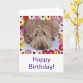 GoldenDoodle Hund in farbenfrohen Blume Geburtskar Karte (Gelbe Blume)