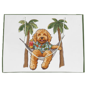 Goldendoodle-Hund in hawaiianischem Oberteil Große Geschenktüte