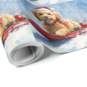 Goldendoodle Hund in Sledge Let it Schnee Weihnach Geschenkpapier (Rolleneckpunkt)