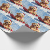 Goldendoodle Hund in Sledge Let it Schnee Weihnach Geschenkpapier (Ecke)