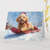 Goldendoodle Hund in Sledge Let it Schnee Weihnach Karte (Gelbe Blume)
