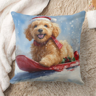 Goldendoodle Hund in Sledge Let it Schnee Weihnach Kissen