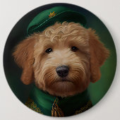 Goldendoodle Hund in St. Patrick's Day Dress Button (Vorderseite)