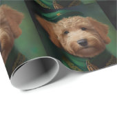 Goldendoodle Hund in St. Patrick's Day Dress Geschenkpapier (Rolleneckpunkt)