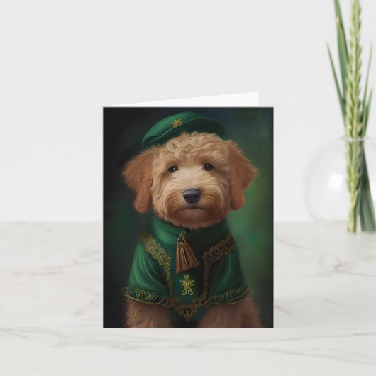 Goldendoodle Hund in St. Patrick's Day Dress Karte (Vorderseite)