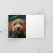 Goldendoodle Hund in St. Patrick's Day Dress Karte (Innenseite)