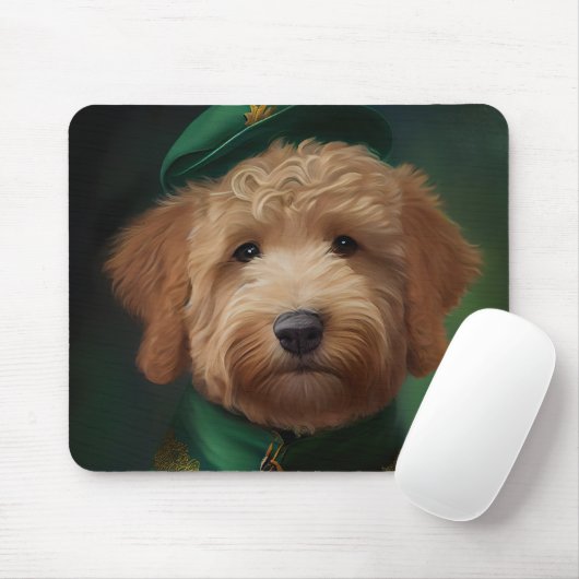 Goldendoodle Hund in St. Patrick's Day Dress Mousepad (Mit Mouse)