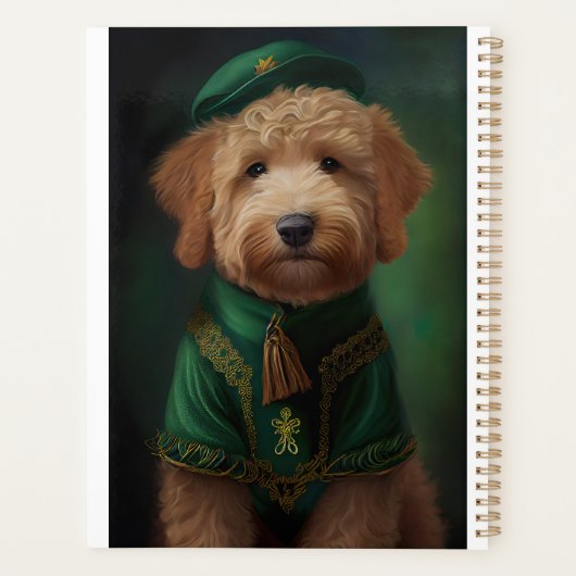 Goldendoodle Hund in St. Patrick's Day Dress Planer (Rückseite)
