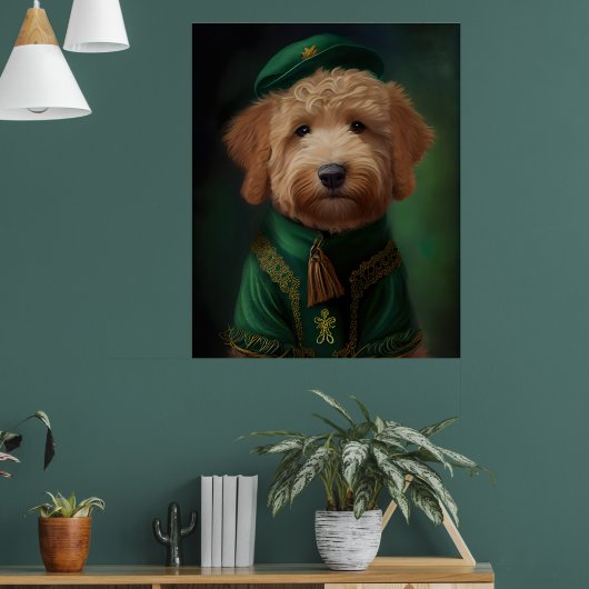 Goldendoodle Hund in St. Patrick's Day Dress Poster (Wohnzimmer 1)