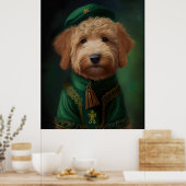 Goldendoodle Hund in St. Patrick's Day Dress Poster (Küche)