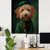 Goldendoodle Hund in St. Patrick's Day Dress Poster (Heimbüro)
