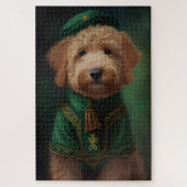 Goldendoodle Hund in St. Patrick's Day Dress Puzzle (Vertikal)